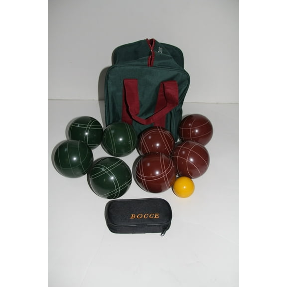 Bocce Package - EPCO 107mm red and Green Bocce Set and 33mm Metal Petanque Set