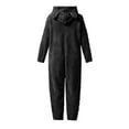 thumbnail image 4 of vdgthytj Girls Sherpa Fleece Jumpsuits Kids Button up Soft Hooded Romper Long Sleeve Plush Warm Winter Clothes Sleepwear, 4 of 6