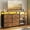 Rustic Brown, variant on TV Stand for 60 Inch TV,Entertainment Center with Power Outlets and LED Lights,L Shaped Convertible Dresser with Open Shelf, 6 Drawers with PU Finish, for Living Room,Black