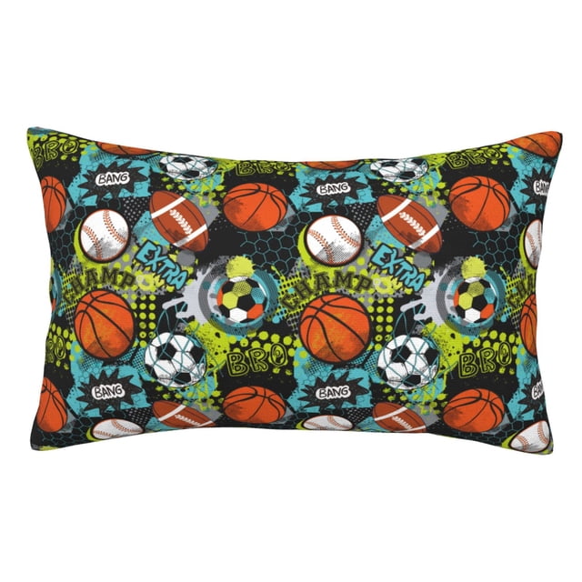 Fotbe Balls Funda de Almohada Decorativa Estilo Occidental, Lujo en Algodón, Fundas para Almohadas King, Cojín Estampado para Decoración del Hogar-16"x24"