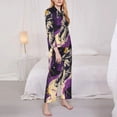 thumbnail image 3 of Fuzoiu Astronaut Floating purple Space Print Women's Long-Sleeved Pajama,Lounge Button Down Nightwear,Womens Notch Collar Pajama Set-Large, 3 of 7