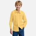 thumbnail image 2 of Hessimy Boys' Long Sleeve Dress Shirts Classic Collared Button-Down Tshirt Solid Cotton Top with Chest Pocket boyss long sleeve shirts casual(Yellow,5-6 Years), 2 of 2