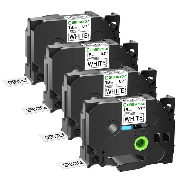 GREENCYCLE 4PK Compatible for Brother Black on White 18mm 8m TZ TZe TZe-241 TZ-241 TZe241 TZ241 Laminated Label Tape use in PT-1830 PT-1880 PT-1900 PT-2030 PT-2730 Label Maker