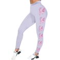 thumbnail image 5 of Women's Leggings Cancer Awareness Pink Ribbon Print Breathable Seamless Casual Tummy Control Leggings, 5 of 5