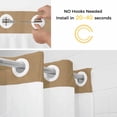 thumbnail image 5 of Pure Khaki No Hook Shower Curtain Waterproof, Bathroom Curtains with Snap in Liners and See Through Top Window, Simple Solid Color Hotel Style Bathtub Curtains Shower 72"Wx96"L, 5 of 8