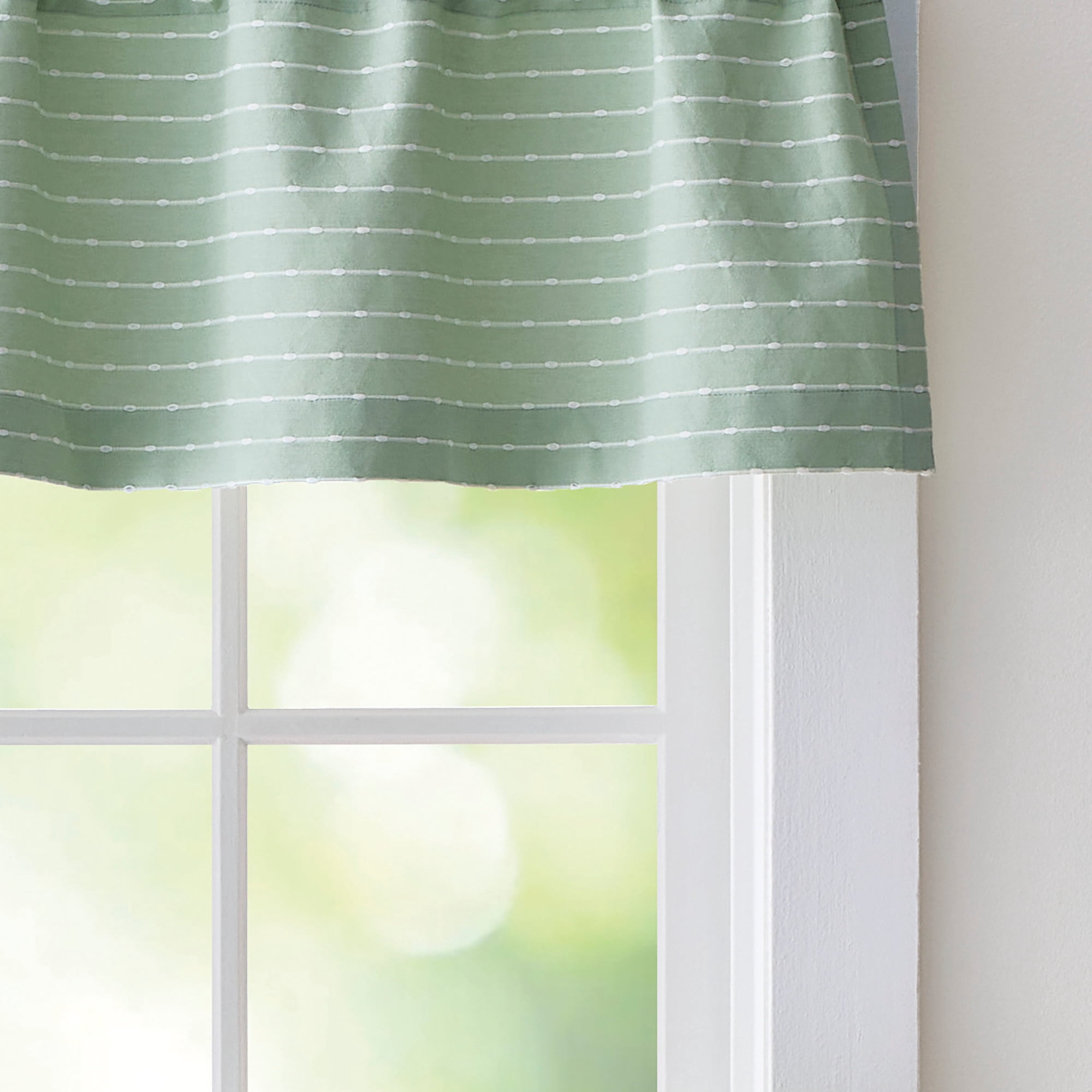 Curtainworks Bridge Street Valance Sage, 1 Piece, Indoor, Pole Top, 58," x 14", Adult