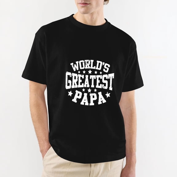 World's Greatest Papa Distressed Black Cotton T-Shirt S