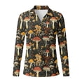 thumbnail image 4 of Xoenoiee Mushroom Flower Print Long Sleeve Golf Polo Shirts for Women V Neck Collared Top UPF 50+ Collar Quick-Dry Breathable Stretch Moisture-Wicking for Sports Tennis Golf, Size XS, 4 of 7
