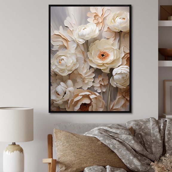 Designart "Radiant Ranunculus Treasure V" Ranunculus Floater Framed Canvas Art Print