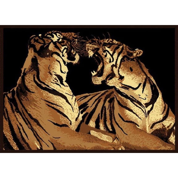 United Weavers Legends Area Rug 910-01450 Double Tigers Black Tigers Animals 5' 3" x 7' 2" Rectangle