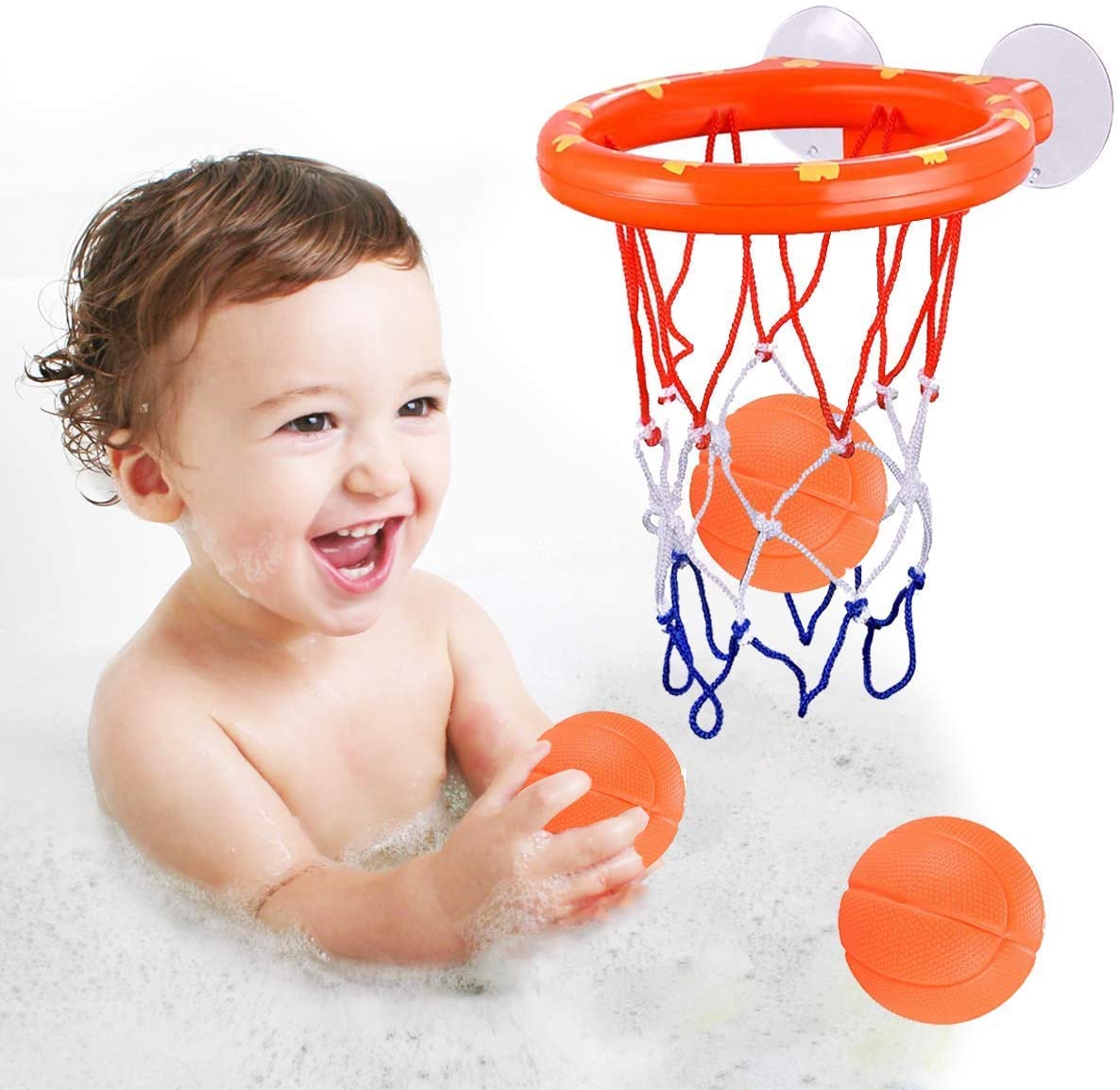 Panier De Basket Pour Bain – Avec Ventouses Et 3 Ballons, Jouet Interactif Pour Bébé (4-6 Ans), Idéal Pour Piscine Et Jardin