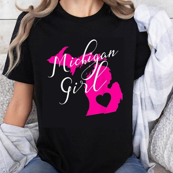 100% Cotton Michigan Girl State Heart Design
