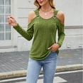 thumbnail image 3 of Jalioing Women's Long Sleeve Fashion Tops Ribbed Cold Shoulder Scoop Neck Shirts Casual Loose Fall Tunic Blouses, 3 of 8