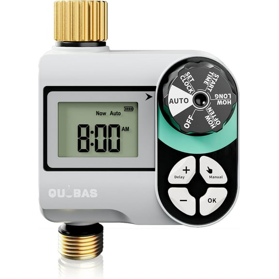 Sprinkler Timer, Programmable Hose Timers with Brass Inlet & Outlet, Water Timer for Garden Hose with Rain Delay/Automatic/Manual Watering System, Digital Drip Irrigation Timers for Yard, Lawn