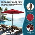 thumbnail image 3 of Pipopa 9FT Outdoor Patio Umbrella with Push Button Tiltand Crank, Ourdoor Market Leisure Umbrella for Beach, Garden, Yard, Home, Pool, Red, 3 of 8