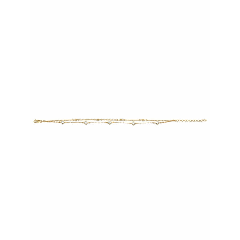 18k Gold Plated Over 925 Silver Cubic Zirconia Station 
