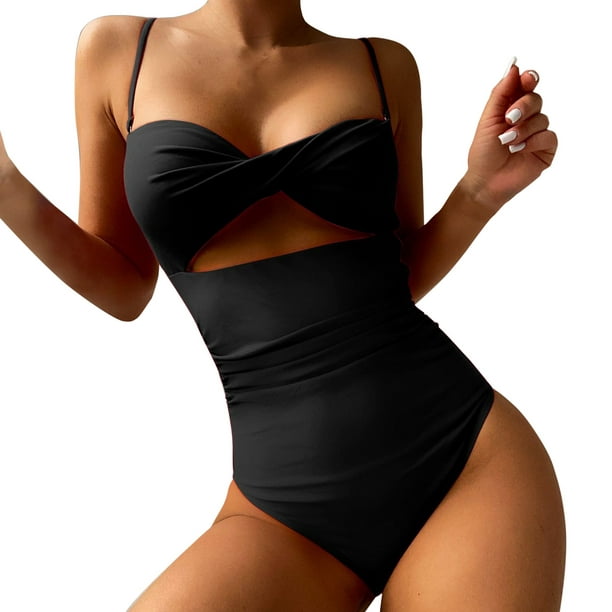 Aayomet Women Swimwear Front Over Swimsuits Hollow Bathing Suits Monokinis  Hot Bikini,Black Small