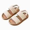 thumbnail image 4 of TOWED22 Girls Open Toe Pearl Ankle Strap Sandals Kids Platform Dress Shoes Wedding Party Princess Dance Shoes for Summer White,4, 4 of 9