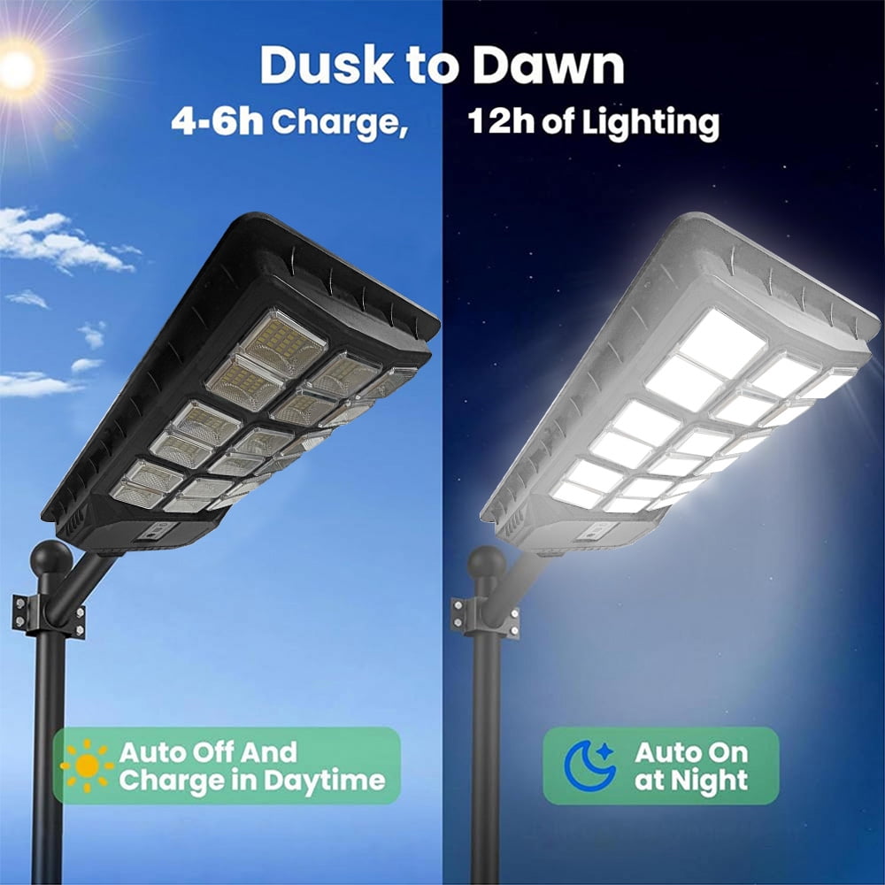 Solar Street Lights, 320000LM 10000MAh Commercial Solar Parking Lot Lights, Dusk to Dawn Solar Street Lights Waterproof, Motion Sensor Solar Flood Lights for Garden Patio Playground Yard