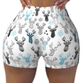 thumbnail image 2 of Balery Winter Art Blue and Black Moose Pantalones cortos de entrenamiento estampados para mujer, sin costuras, ajustados, para gimnasio, yoga, correr, deportes, ejercicio activo, fitness.-X-Large, 2 of 8