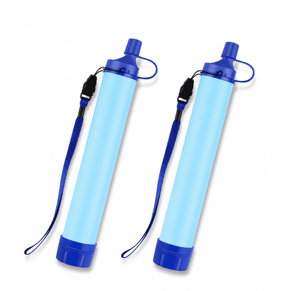 Dubrak Portable Water Filter Straw, 4-Stage Filtration, Blue, 2 Pack