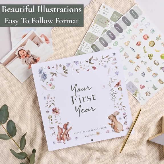 Baby's First Year Memory Calendar - 100 Stickers   Baby Tracker, Perfect 1st Year Milestone Calendar