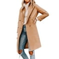 thumbnail image 3 of Langwyqu Fall Winter Women Lapel Collar Double Breasted Wool Blend Trenchcoat Long Jacket Coat, 3 of 5