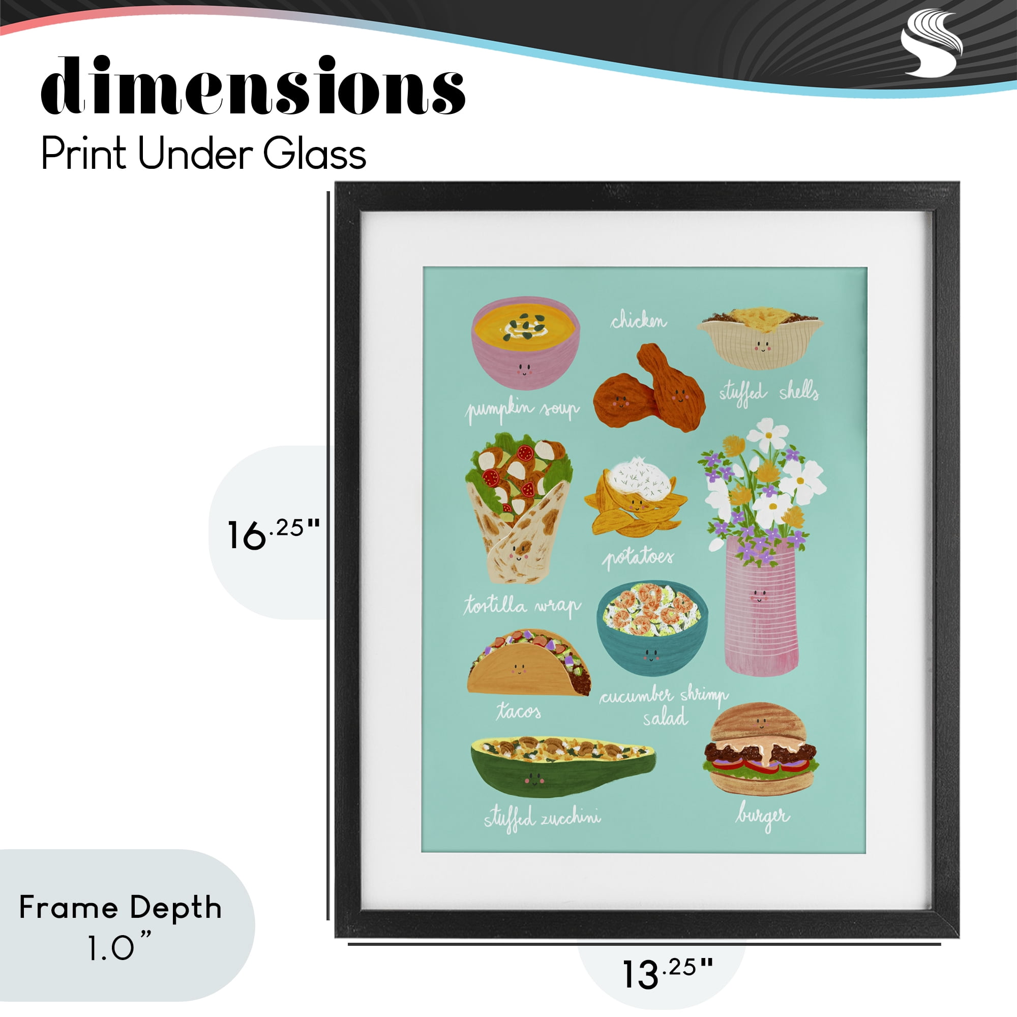 Stupell Industries Gourmet Lunch Food Collection Black Framed Print Under Glass, design by Metka Hiti