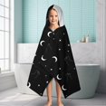 thumbnail image 6 of Black White Cat Moon Star Pattern Hooded Bath Towel，60"x35" for Ages 3 To 12 Kids, Quick Dry Lightweight Soft Microfiber Hood Beach Towel Cover Up for Kids, 6 of 7