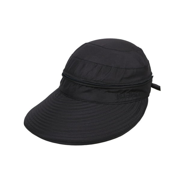 Women's 2 in 1 Cotton UV Protection Wide Brim Sun Visor Summer Hat, Black