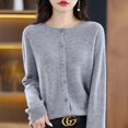 thumbnail image 1 of Suéter tipo cárdigan de cuello redondo de lana para mujer, nueva moda de primavera y otoño, 24 prendas de vestir con agujas de osmanto para mujer, top coreano de punto Grace, 1 of 5