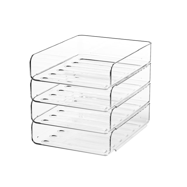 Organizador de escritorio FANXIYQ, bandeja de papel acrílico de 4 niveles, transparente