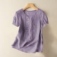 thumbnail image 2 of T Shirts For Women Womens Tops Fashionable Casual Solid Color Pleated Cotton And Linen Tops Shirts And T Shirts, 2 of 7