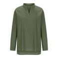 thumbnail image 4 of hotojiny Cotton Linen Tops for Women Casual Long Sleeve V Neck Solid Color Shirts Lightweight Soft 2024 Fall Blouses, 4 of 6