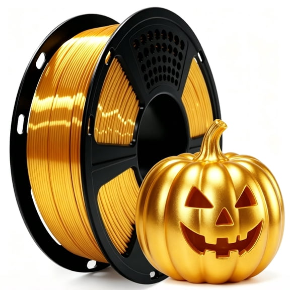 ouhos Silk Metallic Gold PLA 3D Printer Filament, 1.75 mm 1 kg, ±0.02 mm Accuracy, Smooth Shiny Metal-Like Surface, For Most FDM 3D Printers