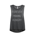 thumbnail image 1 of Thread Tank Forever Young Hungry Women's Sleeveless Muscle Tank Top Charcoal Small, 1 of 4