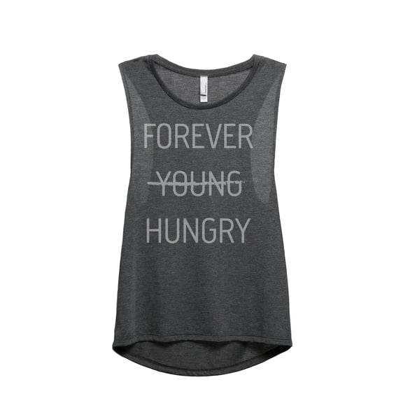 Thread Tank Forever Young Hungry Women's Sleeveless Muscle Tank Top Charcoal Small