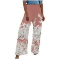 thumbnail image 2 of Yuwull Linen Pants for Women Womens Lightweight Summer Pants Casual Loose Wide Leg Pants Flower Print Plus Size Palazzo Pants for Women Vacition Beach Flowy Pants, 2 of 5