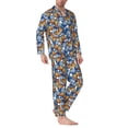 thumbnail image 2 of Fuzoiu Colorful Butterfly1 Print Men's Long-Sleeved Pajama,Lounge Button Down Nightwear,Mens Notch Collar Pajama Set -X-Large, 2 of 7