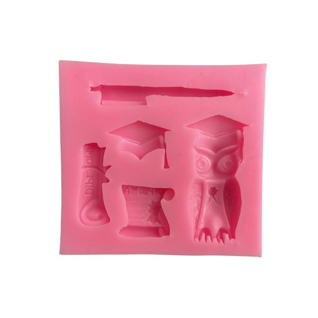Moldes de silicona para la tapa de graduación para repostería - Set de 4 pasteles con 12 diseños de chocolate, cupcakes y dulces para fiestas de graduación