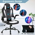 thumbnail image 2 of Dkelincs PC Gaming Chair Ergonomic Office Chair with Lumbar Support Flip Up Arms Headrest Adjustable Computer Desk Chair for Adults, White, 2 of 7