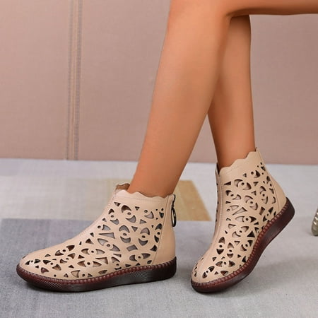 

Cathalem Flip Flop Women Ladies Fashion Solid Color Leather Hollow Lace Casual Shoes Back Zipper Womens Casual Shoes Size 7 Wide Khaki 9