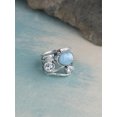 thumbnail image 3 of YoTreasure Natural Larimar Blue Topaz 925 Sterling Silver Antique Three Stone Bypass Ring, 3 of 6
