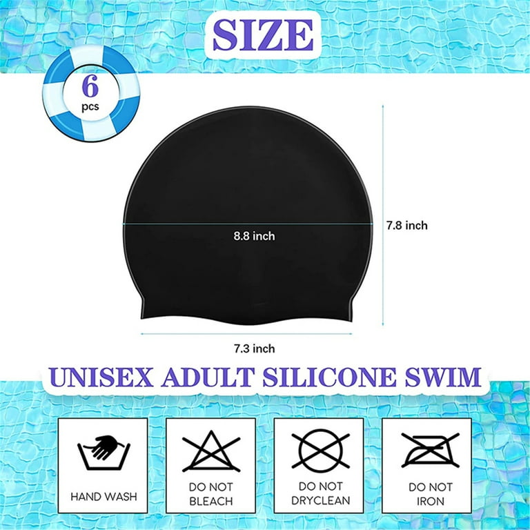 6pcs Silicone Swimming Cap, Waterproof Unisex No-Slip Swimming Hat