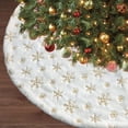 thumbnail image 6 of Christmas Tree Skirt, 36 inches White&Silver Luxury Faux Fur Tree Skirt with Snowflakes Super Soft Thick Plush Tree Skirt for Xmas Tree Decoration (Silver, 36/48inch/90/122cm) - 36inch/90cm, 6 of 7
