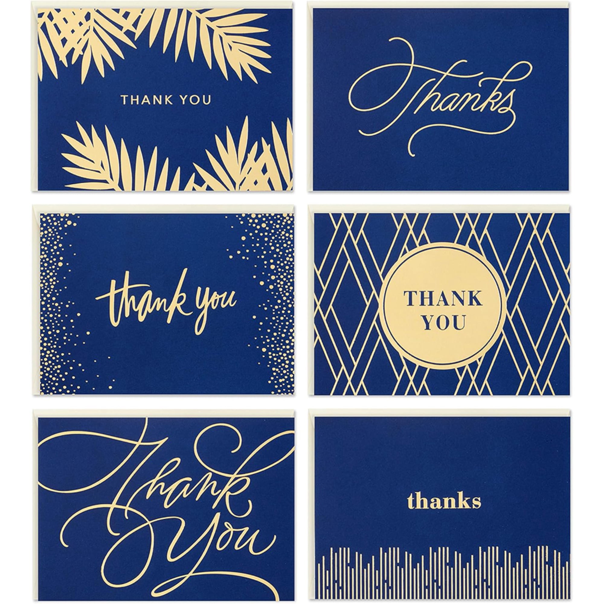 Thank You Cards Assortment, Gold and Navy, 120 Thank You Notes with Envelopes for Wedding, Bridal Shower, Business, Graduation