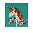 thumbnail image 1 of ABPHQTO Three Quirky Unicorns Rainbow Manes Tails Japonés Noren Cortina Puerta Ventana Tratamiento Cortinas 85x90 cm, 1 of 1