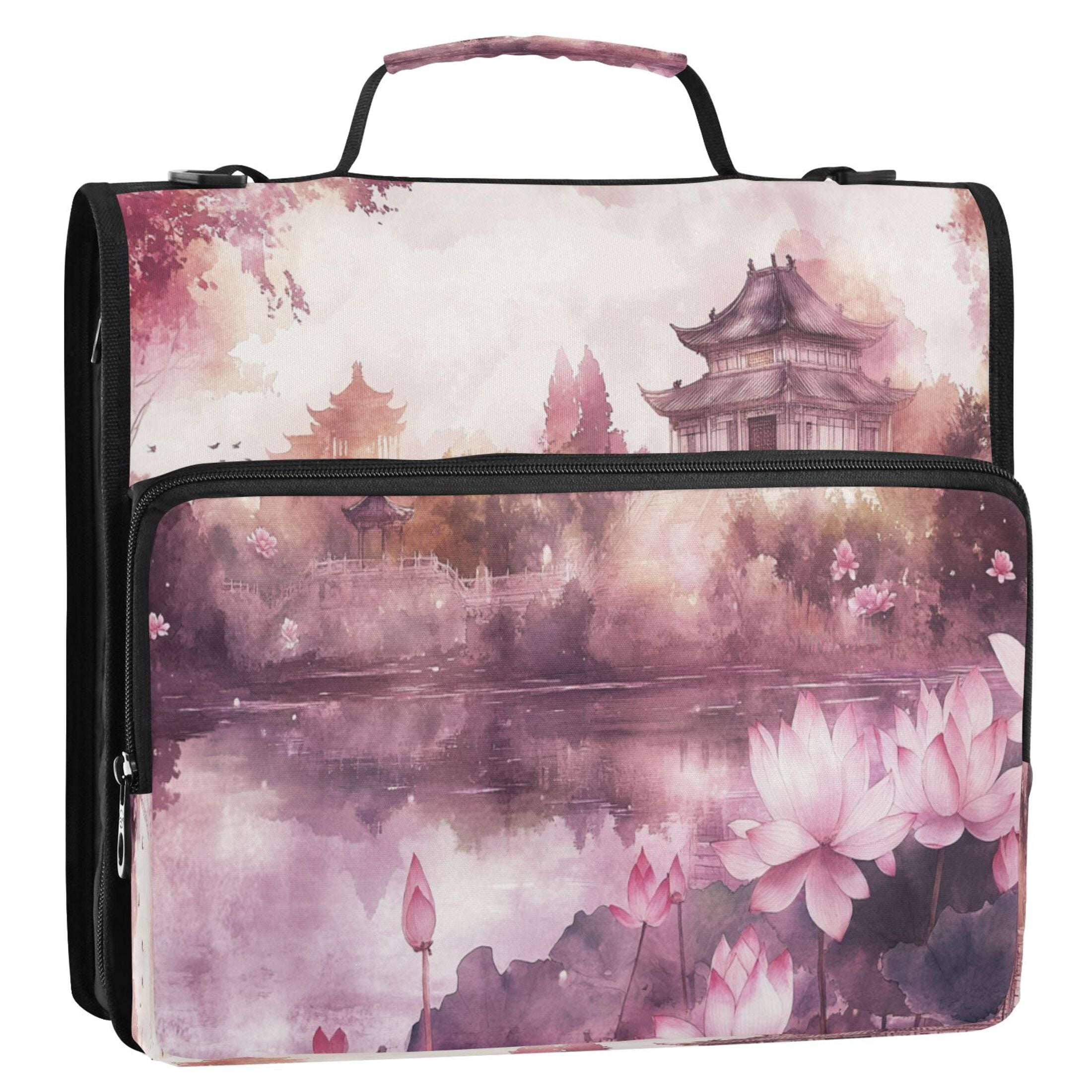 YAZAOO Zipper Binder trapper keeper Documents Organized Design Traditional Pavilion by Serene Lake Printed