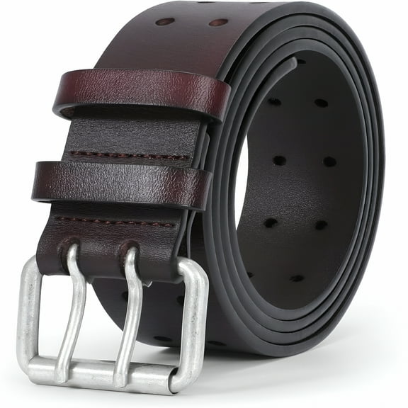 GASTROPOD Men Double Prong PU Leather Belt Casual Work Heavy Duty Belt Double Grommet Holes Belt for Jeans