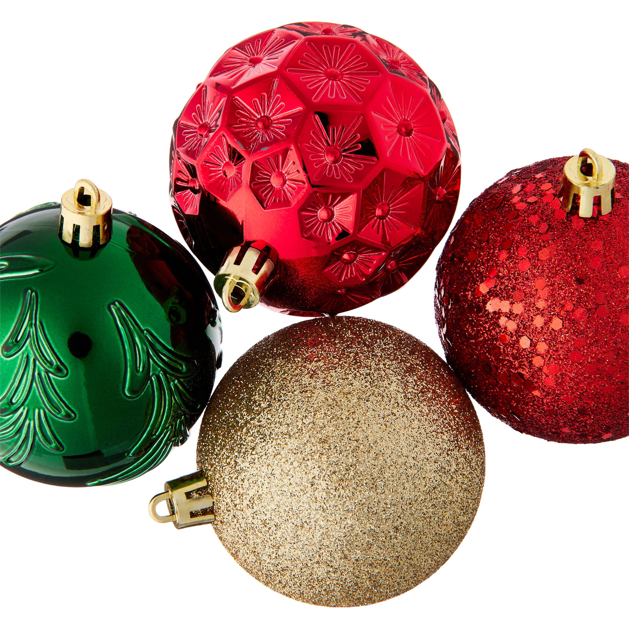 50-Count Red/Green/Gold Ball Shatterproof Christmas Ornaments, 3", by Holiday Time